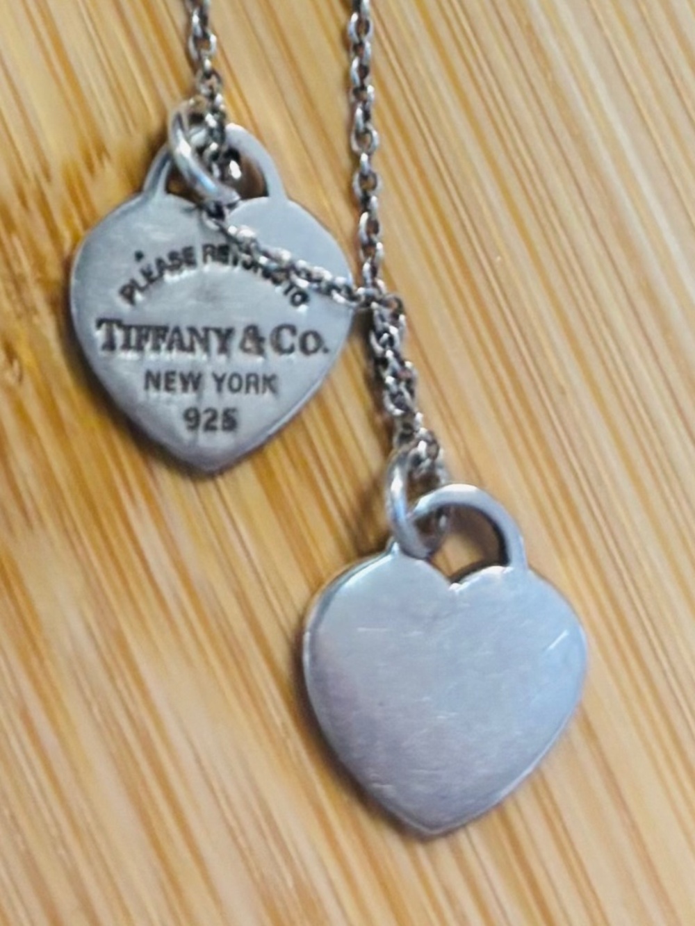 Tiffany & Co. Sterling Silver Double Heart Tag Necklace